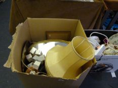 2 Boxes of Bric-a-Brac Including Lamps - Electric Fans - Gilt Framed Mirrors etc