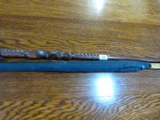 Carved Walking Stick & Umbrella