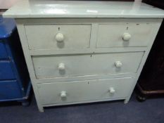 Painted Pine Chest of 2 Long & 2 Short Drawers