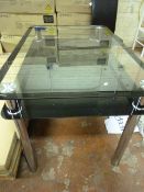 *Rectangular Glass Table on 4 Chrome Legs with Under Shelf