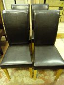 *4 Leather High Back Dining Chairs with Light Oak Legs