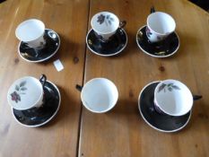 6 Royal Albert Mascarade Cups & Saucers