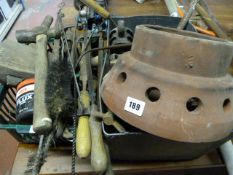 2 Boxes containing Assorted Hand Tools & Chimney Top