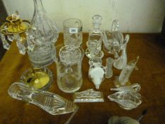 Collection of Cut Glass Swans - Tankards - Decanters etc