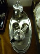 Stainless Steel Tea Service on Tray
