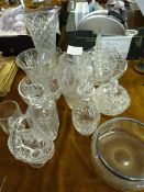 Collection of Cut Glass Decanters - Bowls etc