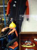 Set of Scuba Diving Equipment including Air Tank Regulator- Wet Suit - Weights - Flippers - Snorkels