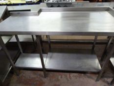 Shaped Stainless Steel Work Table with Under Shelf