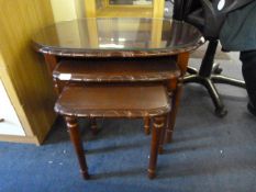 Mahogany Nest of 3 Oval Tables with Plate Glass Top