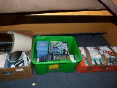 3 Boxes of Bric-a-Brac to Include - Videos - Light Bulbs - Irons - Bins etc