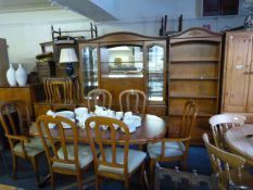 6 Piece Dining/Living Room Set Consisting of Open Bookcase - Glazed Wall Unit with Mirrored Back -