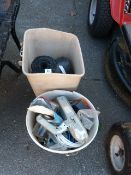 Bucket containing Trailer Lights - Hitch - Damp Proof Course etc