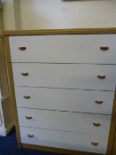 Chest of 5 Drawers in Light Oak & White Finish