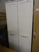 White Double Door Wardrobe with Brushed Stainless Steel Handles