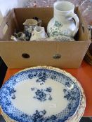 Box Containing Old Ceramic Wares - Collection of Meat Plates