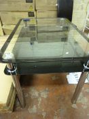 *Rectangular Glass Table on 4 Chrome Legs with Under Shelf