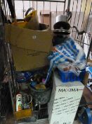 Trolley Containing Assorted Ironmongery - Carrier Bags - Safety Helmets etc