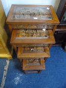 Nest of 4 Heavily Carved Ornamental Tables