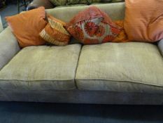 Fawn & Brown Fleck 3 Seat Settee with Scatter Cushions
