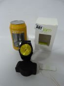 JAM TIME  ANALOGUE WATCH BLACK & YELLOW