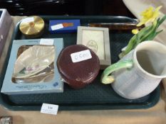 Tray of Collectable Items including Tortoiseshell Toothbrush Holder - Crown Devon Trinket Ware -