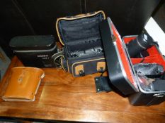 2 Sets of Binoculars - Video Camera - Yashika Camera with Accessories