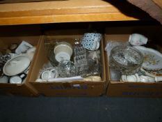 3 Boxes of Bric-a-Brac including Crystal Glasswares - Jelly Moulds etc