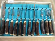 Set of Horn Handled Knives & Forks