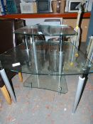 Plate Glass & Chrome Computer Table - Split Level