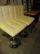 Pair of Cream Faux Leather High Seat Bar Stools on Chrome Supports