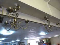 2 Brass Effect 3 Branch Ceiling Lights