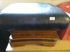 Blue Leather Footstool
