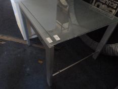 Brushed Chrome & Glass Video Table