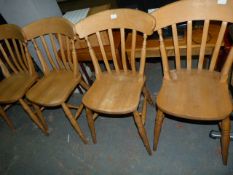 Set of 4 Slat Back Kitchen Chairs in Beech