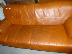 Mid-Tan 2 Seat Leather Settee