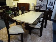 *Marble Effect Dining Room Table & 6 Chairs and Matching Sideboard