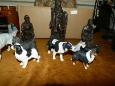 Collection of Dog Figurines - 2 Fisherman Figurines & Miner Figurine