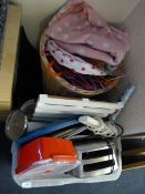 Wicker Basket & 1 Box of Kitchenalia