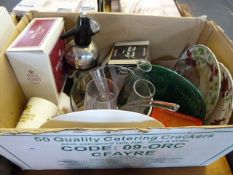 Box containing Royal Albert Crystal Ware etc