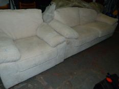 Cream 3 Seat Settee with Matching Easy Chair