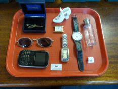 Tray consisting of Gents Wrist Watches - Mobile Phone - Scent Bottles etc