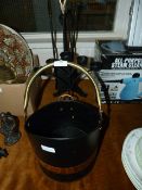 Fire Companion Set - Coal Bucket & Tea Candle Holder