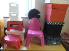 Storage Boxes and a Childs Chair