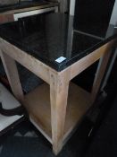 Black Granite Butchers Chopping Block on Stand
