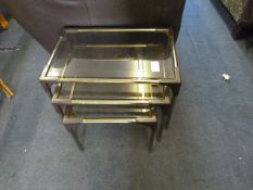 Plate Glass & Chrome Nest of Tables