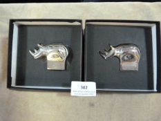 2 Dansk Silver Plated Rhinoceros