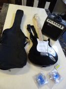 Small Black Electric Guitar with Amp