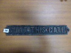 Ex Railway Cast Iron Gate Sign 