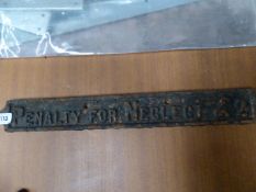 Ex Railway Cast Iron Gates Sign 
