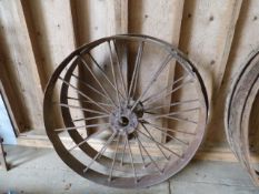 Pair of Old Spoked Steel Wheel